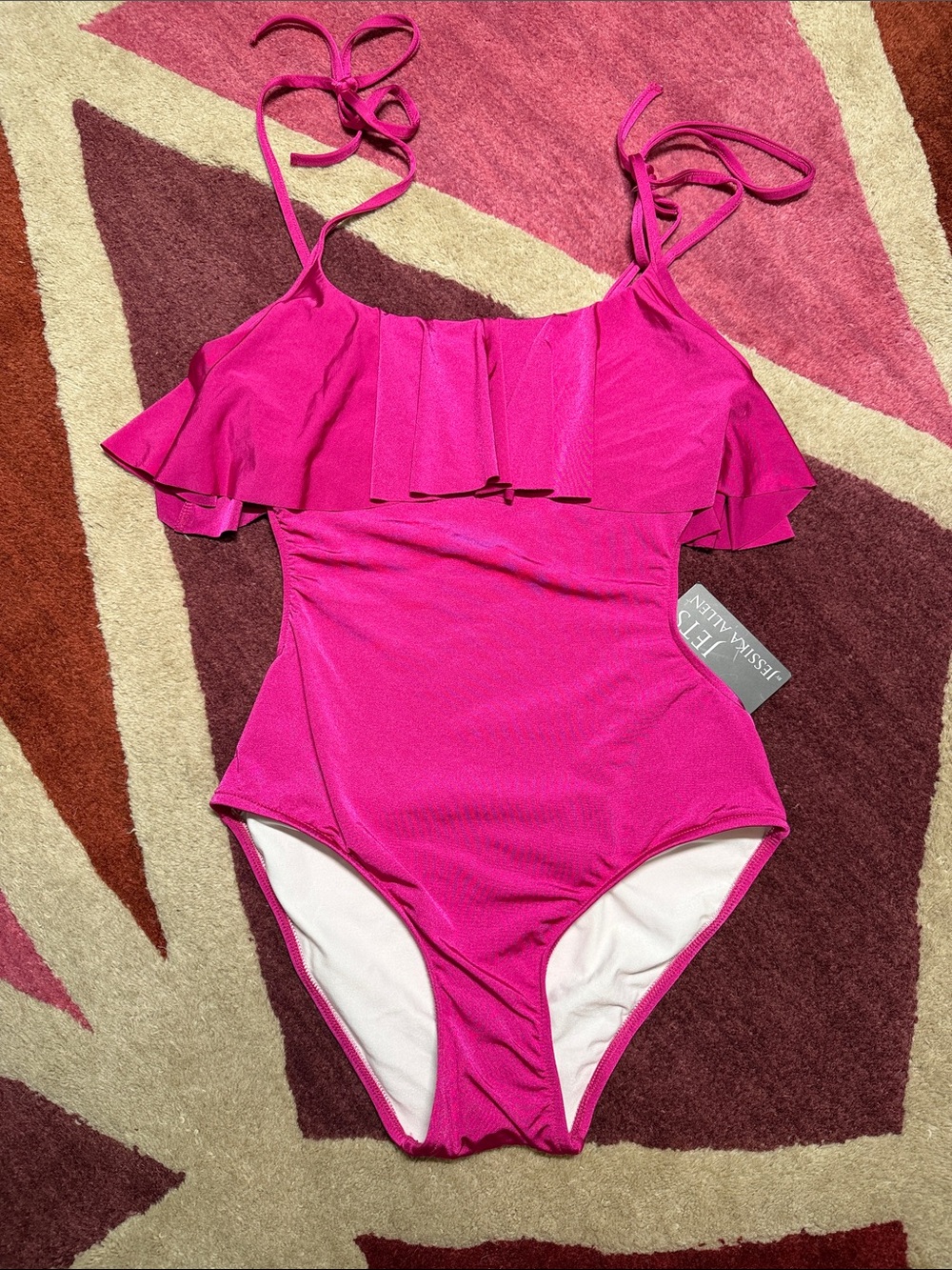 NWT Jets Cutout Frill 1piece Swimsuit Size 8